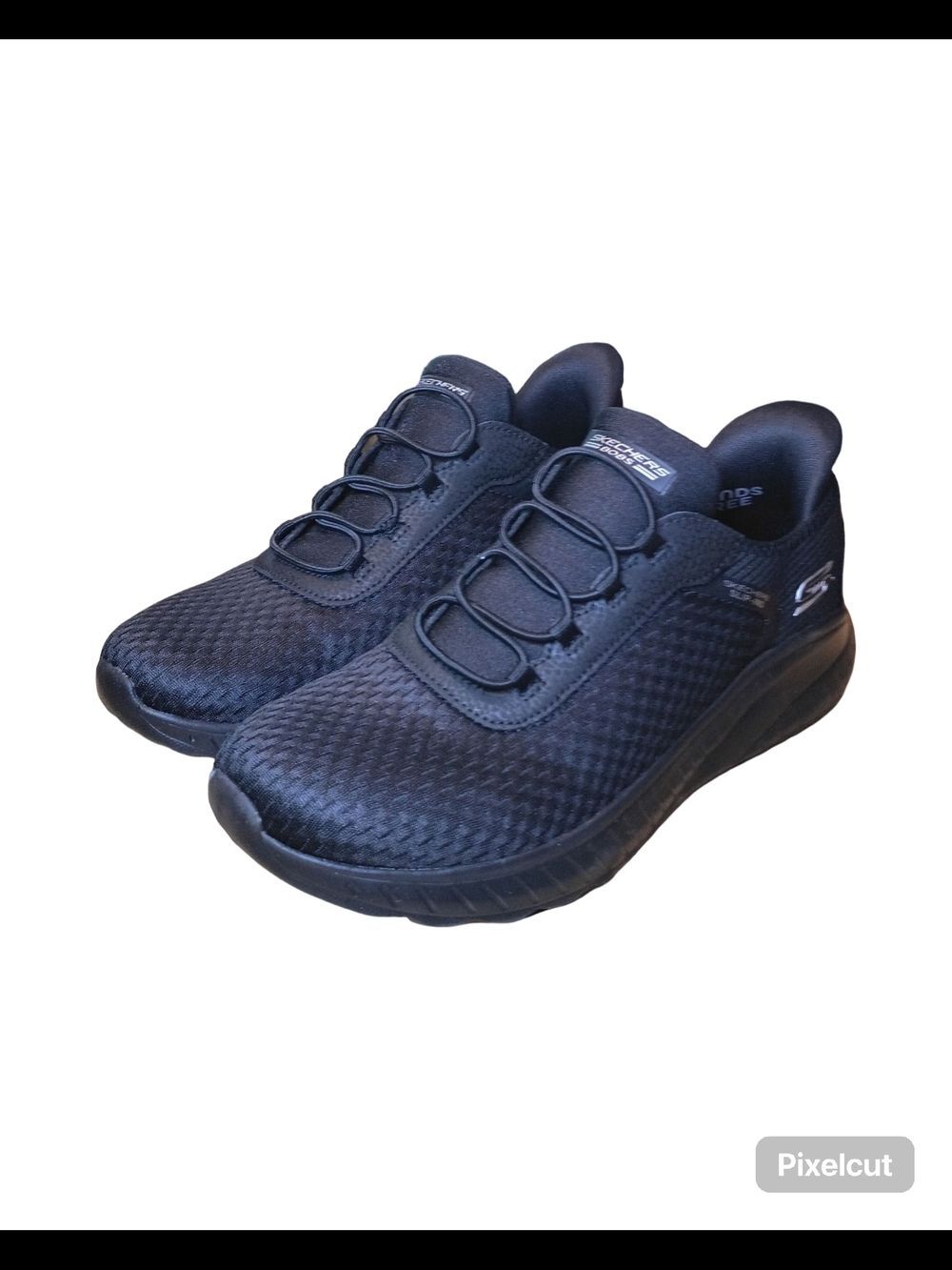 Vegan Skechers Hands Free Memory Foam Bobs Squad Chaos shoes | Women's 8 | Black
